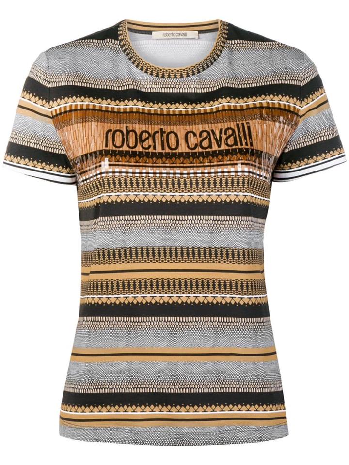 Roberto Cavalli Multi Print Striped Top - Brown