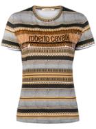 Roberto Cavalli Multi Print Striped Top - Brown