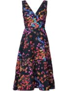 Saloni Floral Print Dress, Women's, Size: 4, Black, Polyester/polyimide