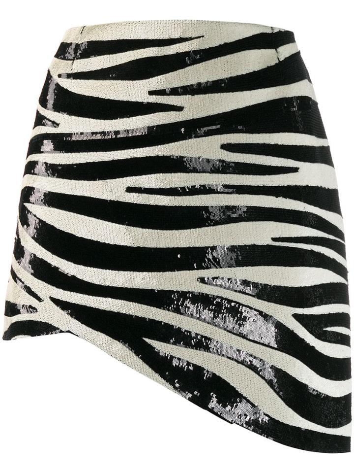 Saint Laurent Zebra Stripe Sequin Mini Skirt - Black