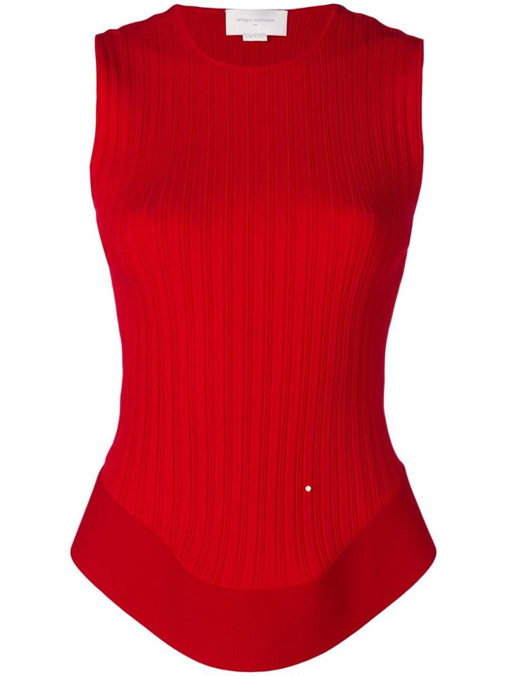 Esteban Cortazar Open Back Corset Knit Top - Red