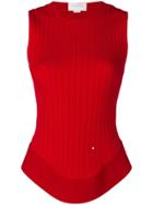 Esteban Cortazar Open Back Corset Knit Top - Red