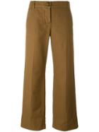 Aspesi - Cropped Pants - Women - Cotton/linen/flax - 46, Brown, Cotton/linen/flax