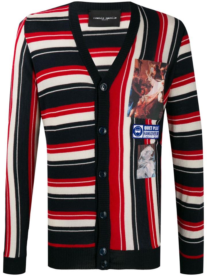 Frankie Morello Striped Art-print Cardigan - Blue