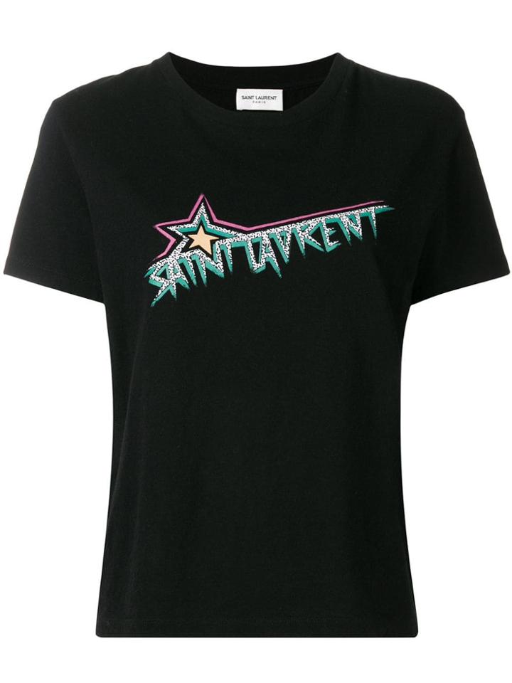 Saint Laurent Star Logo Printed T-shirt - Black