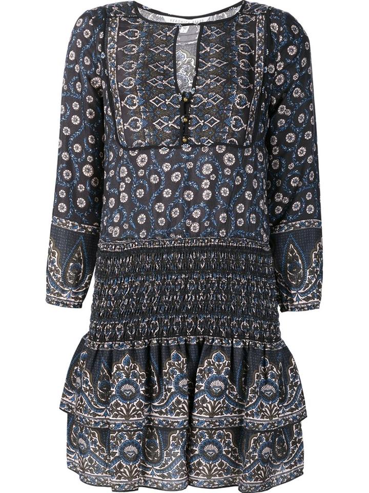 Veronica Beard Floral Print Dress, Women's, Size: 8, Black, Silk