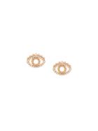 Kenzo Eye Earrings, Women's, Metallic, Brass/gold/crystal