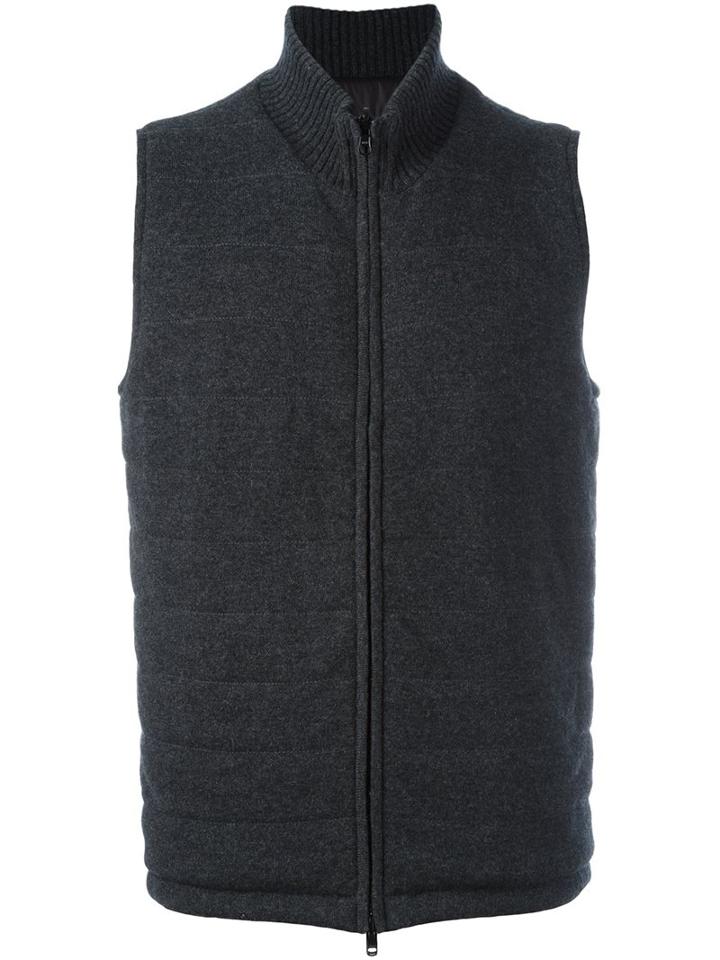 N.peal Quilted Roll Neck Gilet, Men's, Size: Small, Grey, Nylon/cashmere