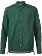 Sacai - Drawstring Hem Shirt - Men - Cotton/polyester - 2, Green, Cotton/polyester