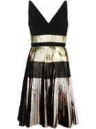 Proenza Schouler Pleated Metallic Dress, Women's, Size: 6, Black, Silk/polyester/acetate