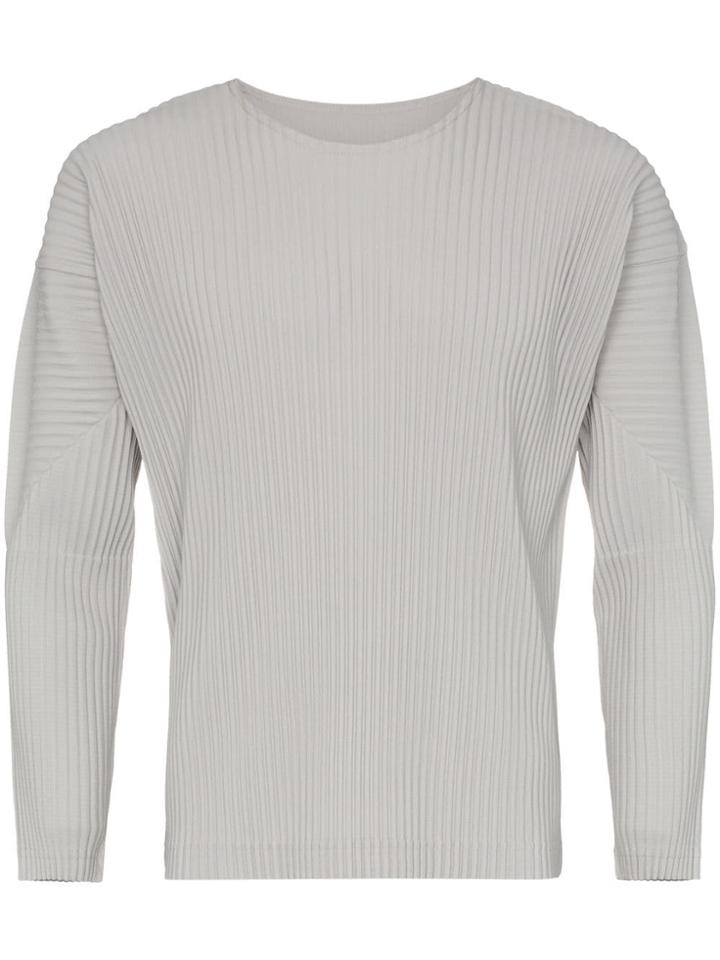 Homme Plissé Issey Miyake Pleated Long Sleeved T-shirt - Grey