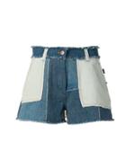 Love Moschino Frayed Panel Denim Shorts - Blue