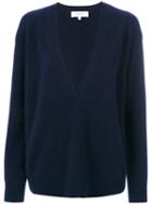 Carven - V-neck Sweater - Women - Polyamide/spandex/elastane/wool - S, Blue, Polyamide/spandex/elastane/wool