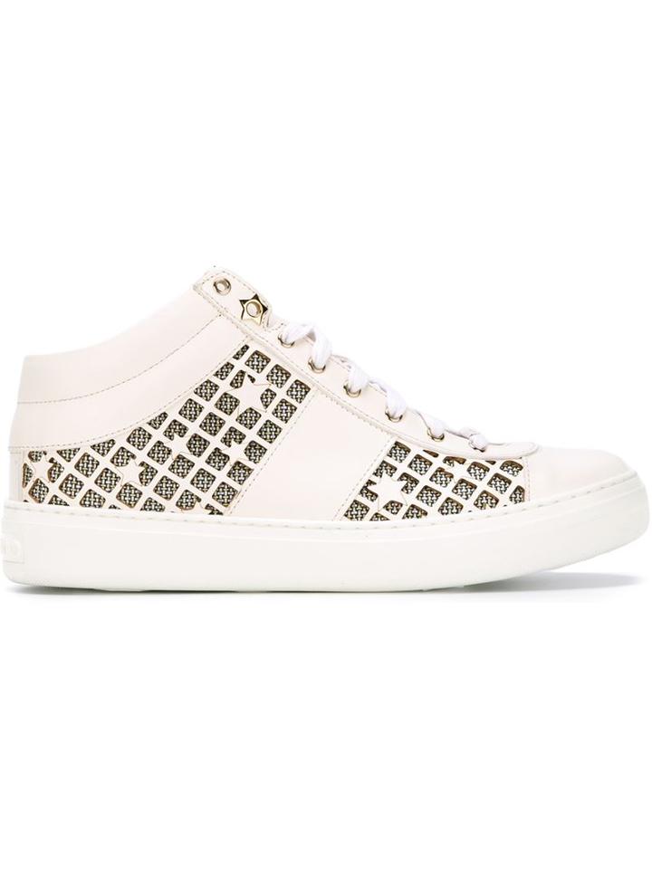 Jimmy Choo Bells Hi-top Sneakers, Women's, Size: 37, White, Leather/rubber