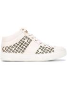 Jimmy Choo Bells Hi-top Sneakers, Women's, Size: 37, White, Leather/rubber