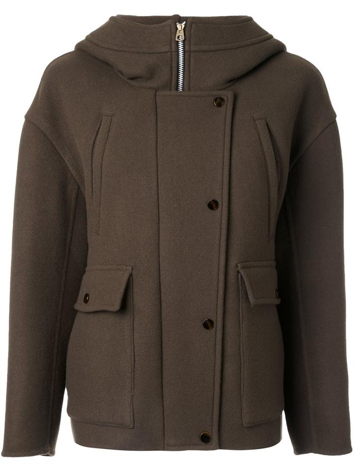 Rito Hooded Tweed Jacket, Women's, Size: 38, Green, Wool