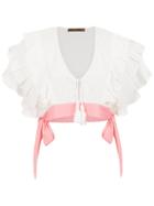 Clube Bossa Ruffled Fonda Cropped Top - White