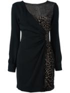 Emanuel Ungaro Leopard Print Detail Dress, Women's, Size: 42, Black, Viscose/spandex/elastane