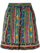 Philosophy Di Lorenzo Serafini Floral Striped Shorts, Women's, Size: 40, Silk