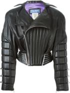 Thierry Mugler Vintage Leather Padded Bomber Jacket, Women's, Size: Small, Black