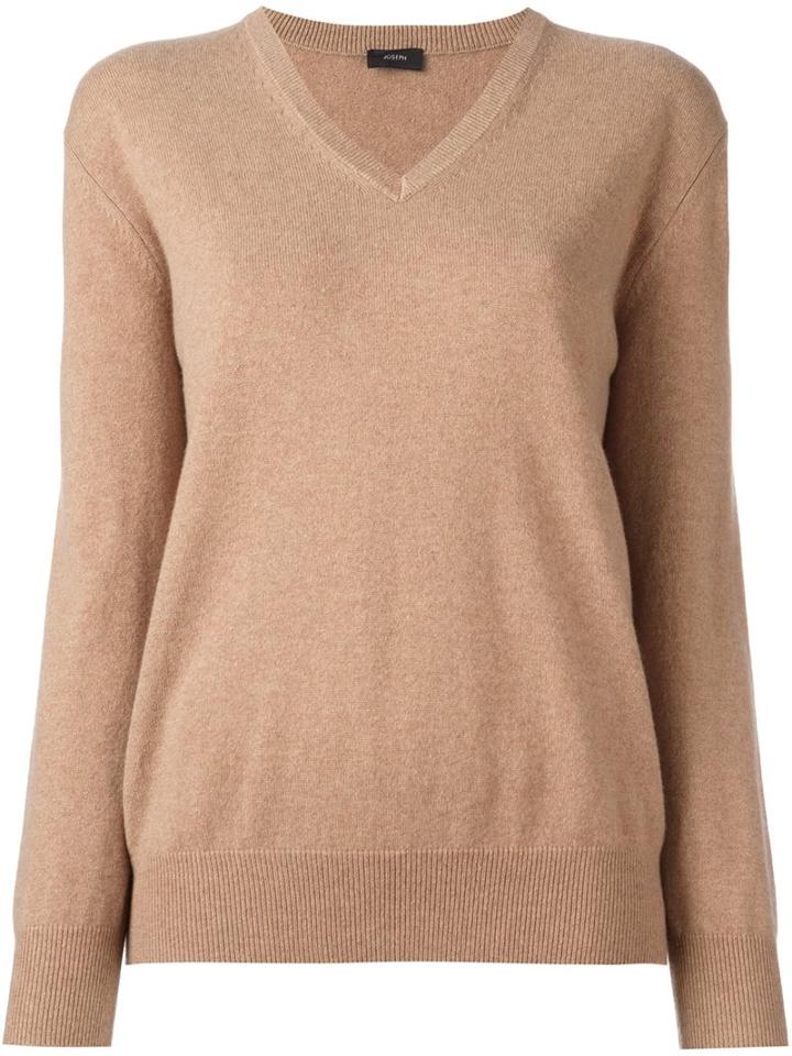 Joseph V-neck Jumper, Women's, Size: Medium, Nude/neutrals, Cashmere