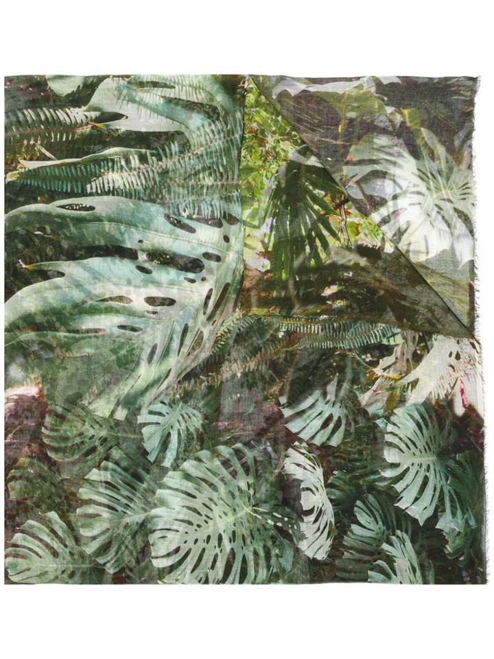 Faliero Sarti Leaf Printed Scarf - Green