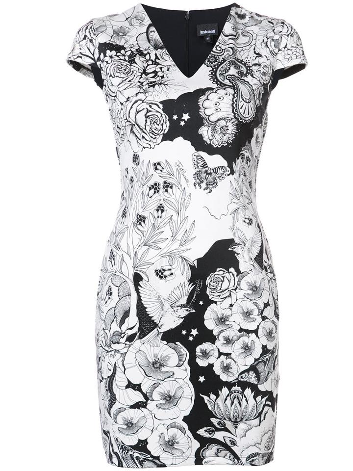 Just Cavalli - Embroidered Fitted Dress - Women - Spandex/elastane/viscose - 2, White, Spandex/elastane/viscose