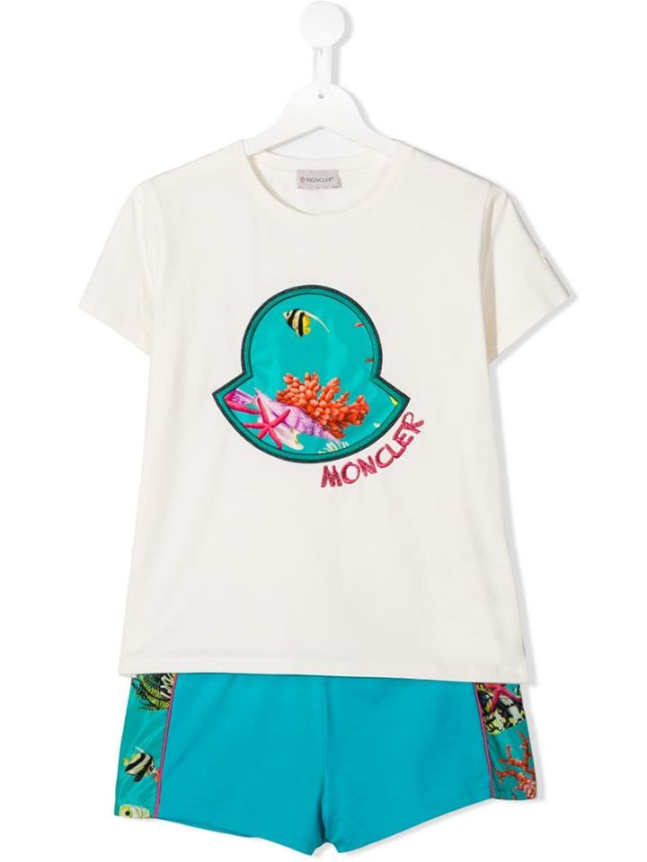 Moncler Kids Teen Logo Patch T-shirt And Shorts Set - White