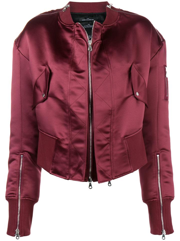 Rokh Zip Detail Bomber Jacket - Red