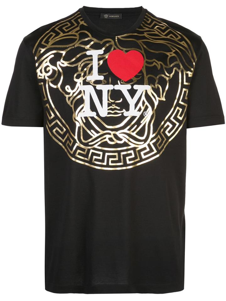 Versace I Heart Ny Medusa Logo T-shirt - Black