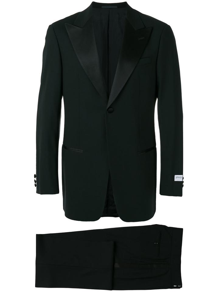Armani Collezioni Peaked Lapels Two-piece Suit, Size: 48, Black, Viscose/spandex/elastane/wool