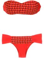 Amir Slama Woven Bandeau Bikini Set - Red