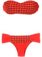 Amir Slama Woven Bandeau Bikini Set - Red