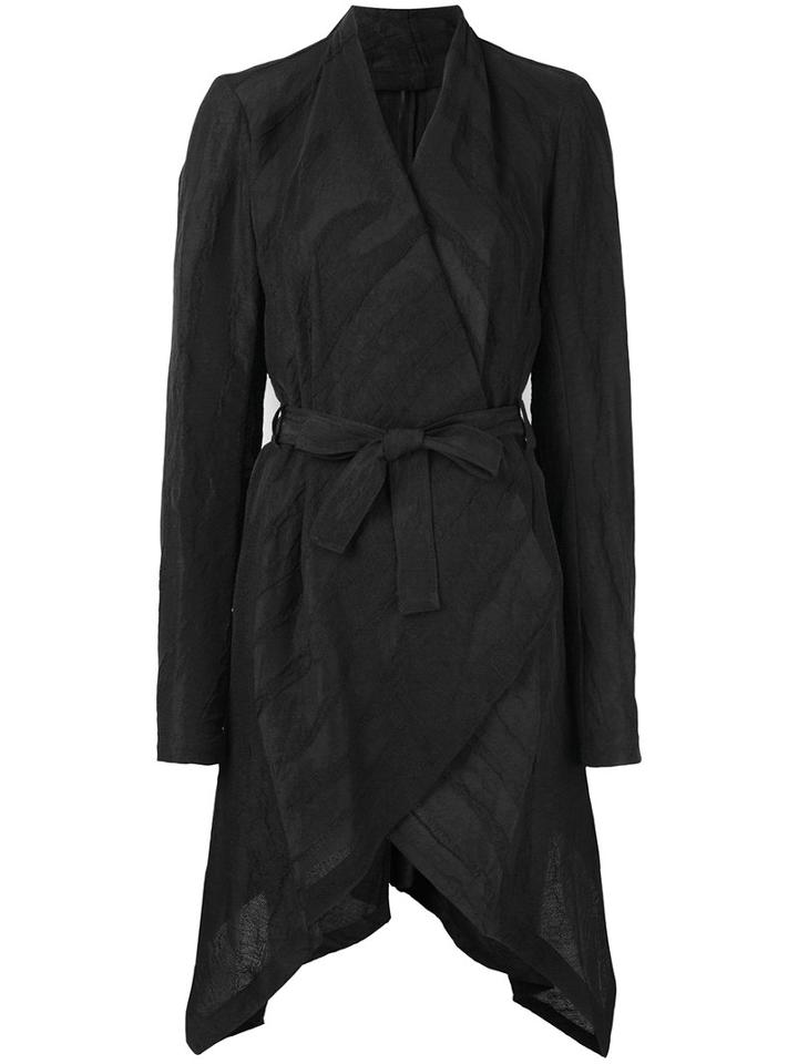 Masnada - Draped Coat - Women - Linen/flax/viscose - 42, Black, Linen/flax/viscose