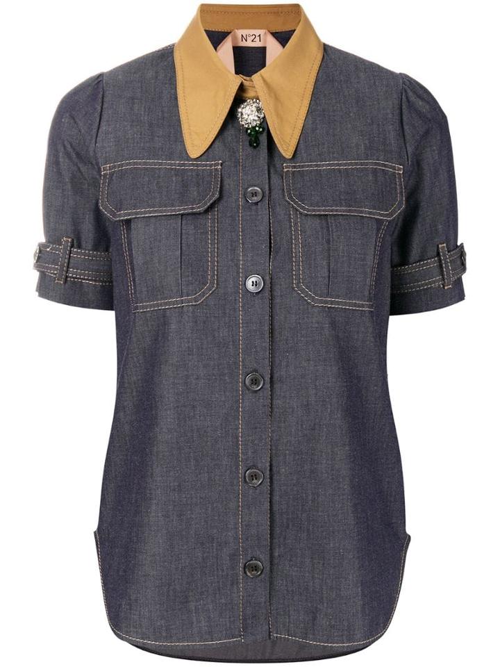 Nº21 Short Sleeve Denim Shirt - Blue