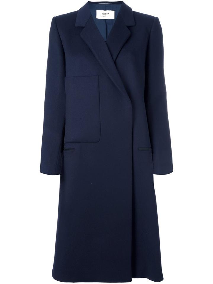 Ports 1961 Double Breasted Coat, Women's, Size: 42, Blue, Viscose/cashmere/virgin Wool