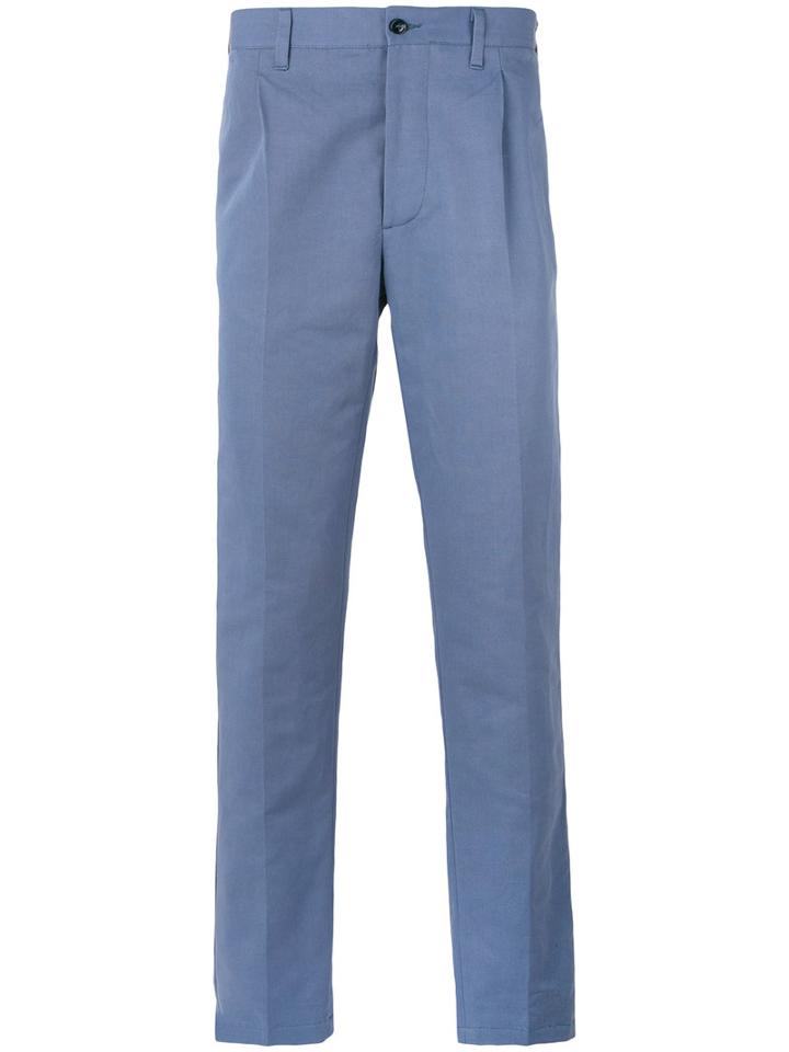 Mp Massimo Piombo - Classic Pleat Front Trousers - Men - Cotton/linen/flax - 50, Blue, Cotton/linen/flax