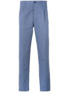 Mp Massimo Piombo - Classic Pleat Front Trousers - Men - Cotton/linen/flax - 50, Blue, Cotton/linen/flax