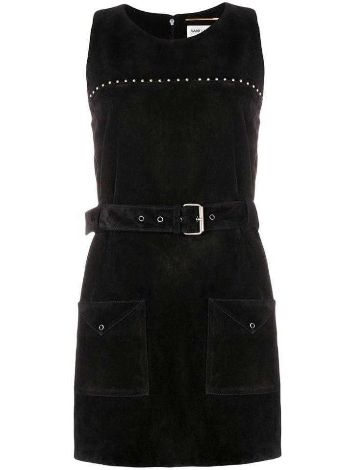 Saint Laurent Belted Studded Dress - Black