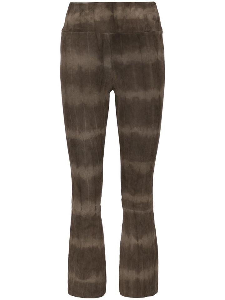 Sprwmn Flared Cropped Suede Trousers - Grey