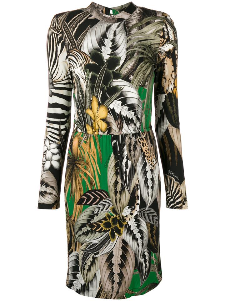 Just Cavalli Tropical-print Pencil Dress - Green
