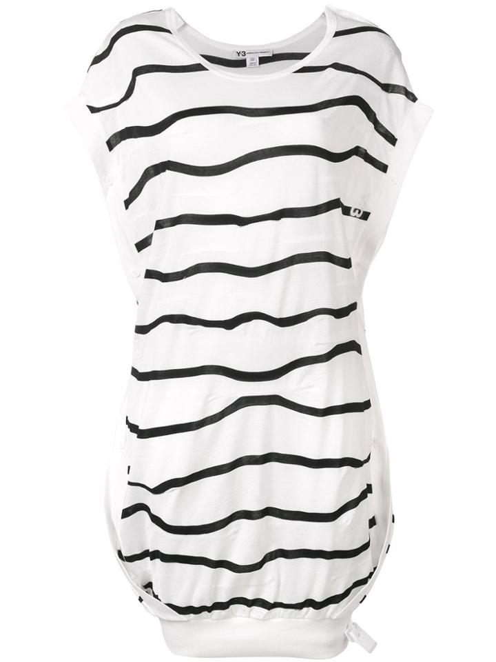 Y-3 Striped Sweatshirt Dress - White