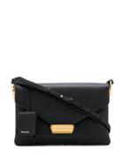 Prada Logo Foldover Shoulder Bag - Black