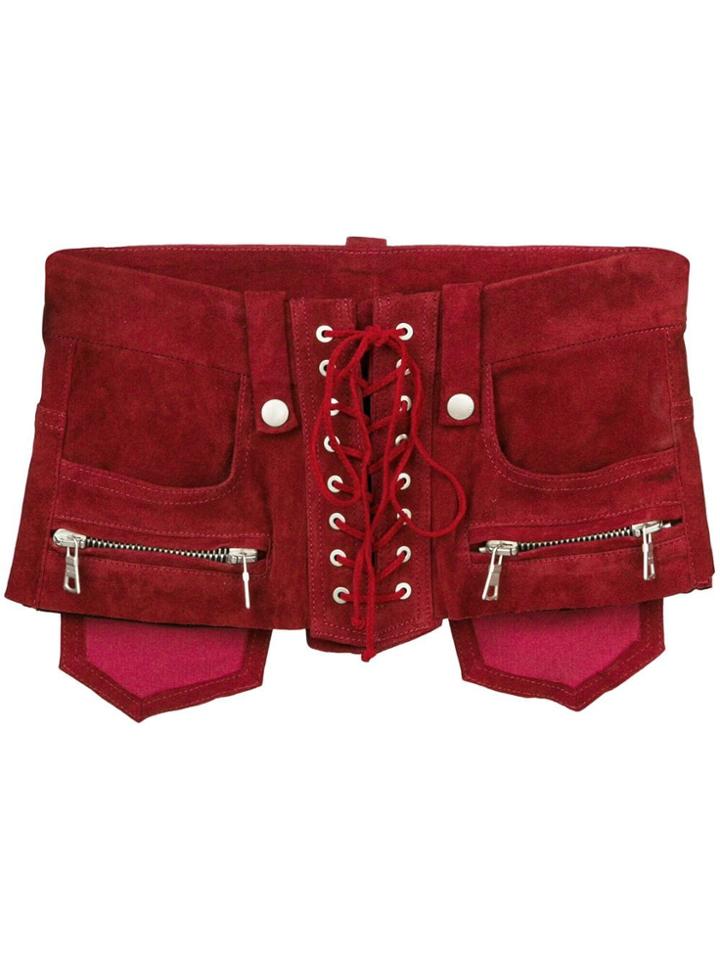 Unravel Project Lace-up Corset Belt - Red