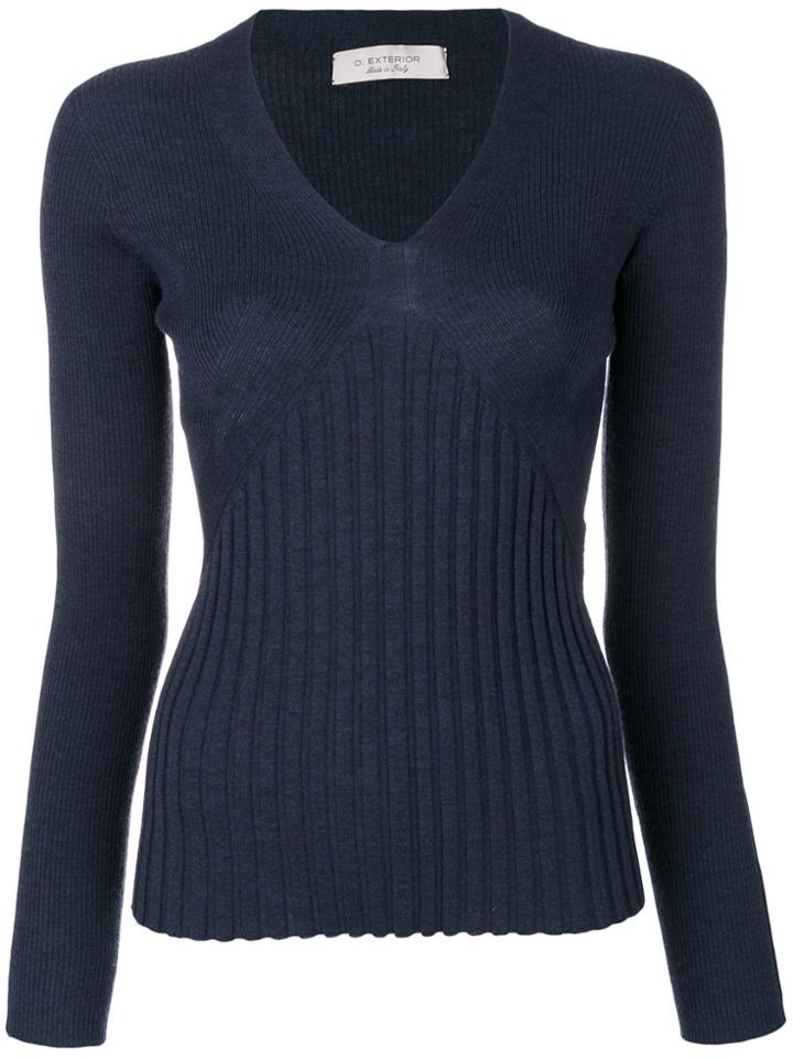 D.exterior V-neck Jumper - Blue