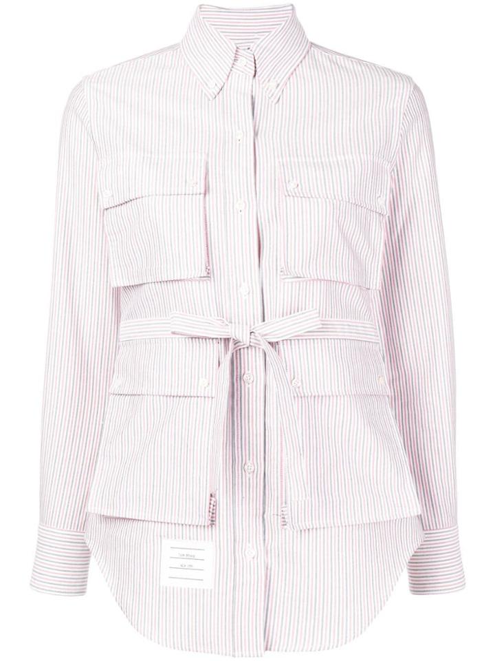 Thom Browne Striped Oxford Hunting Shirtdress - Red