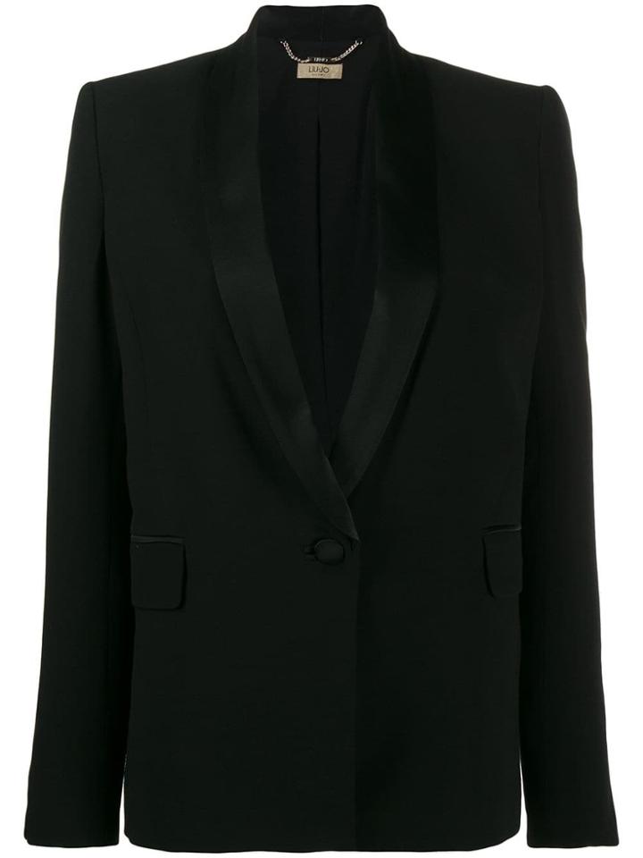 Liu Jo Single Breasted Tuxedo Blazer - Black