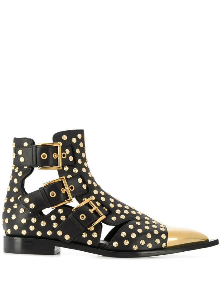 Alexander Mcqueen Cap Toe Studded Boots - Black