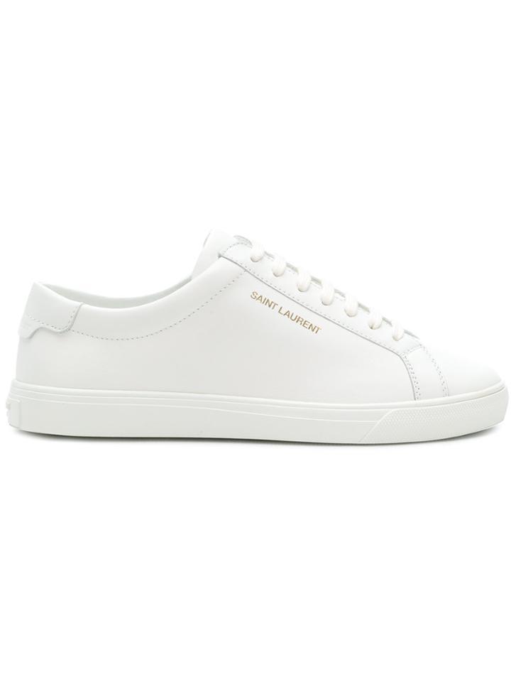Saint Laurent Embossed Logo Lace-up Sneakers - White