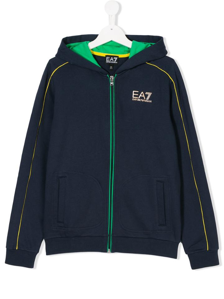 Armani Junior Teen Logo Print Hoodie - Blue